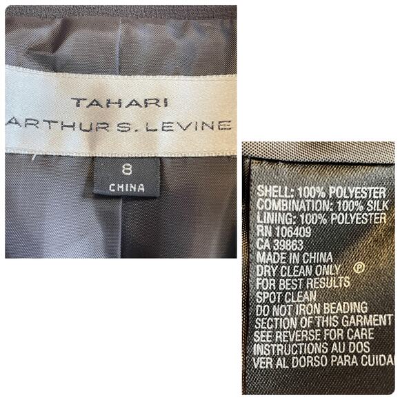 Tahari ASL Brown Beaded Floral Trim Evening Career Dressy Jacket Blazer 8 - Picture 11 of 14